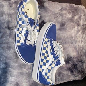 Blue and white checkered vans